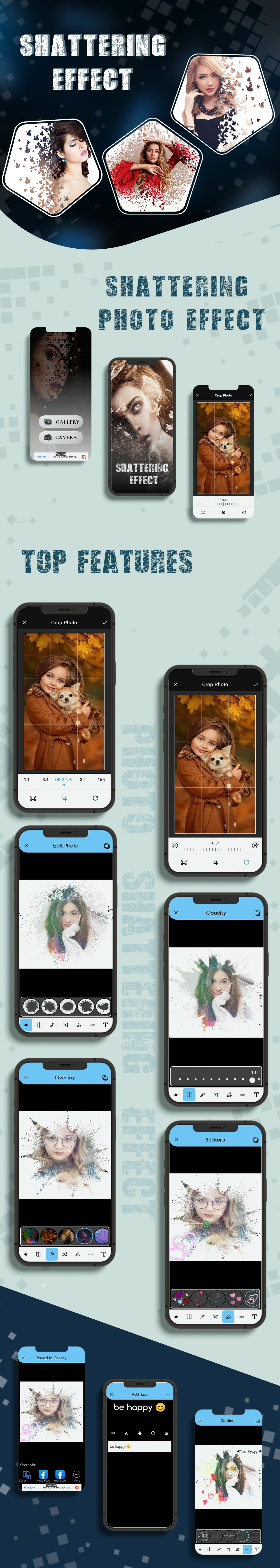 Shattering Effect | Shimmer Photo Effect | Android Full App Code | Admob Ads